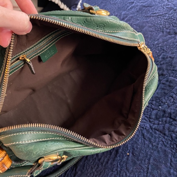 Gucci Guccisma green bag with bamboo zippers vintage authentic - Picture 6 of 9